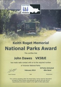 Keith Roget Memorial National Parks Award - activator