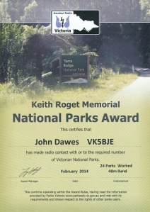 Keith Roget Memorial National Parks Award - Activator