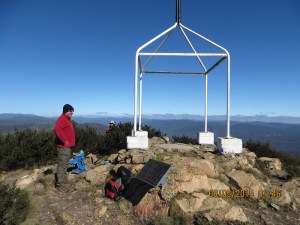The Trig Point at Mt Coree. 