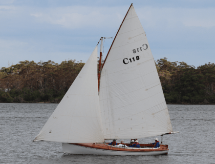 Gaff rigged sail boat