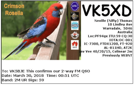 VK5XD qsl