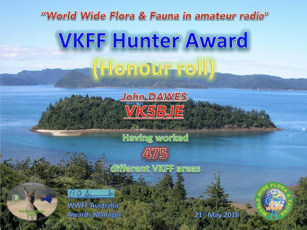 VK5BJE VKFF Hunter Honour Roll 475